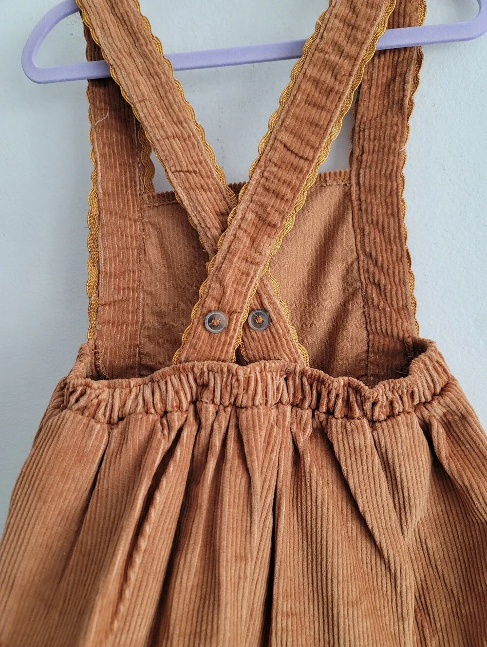 Tahari Girls 6 Carmel Brown Corduroy Pinafore Jumper Overall Dress Ric‎ Rac